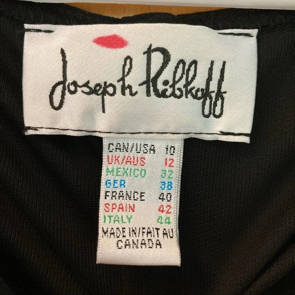 JOSEPH RIBKOFF Sz 10 Ruched Flattering Little Black Dress 3/4 Sleeves - Picture 4 of 6